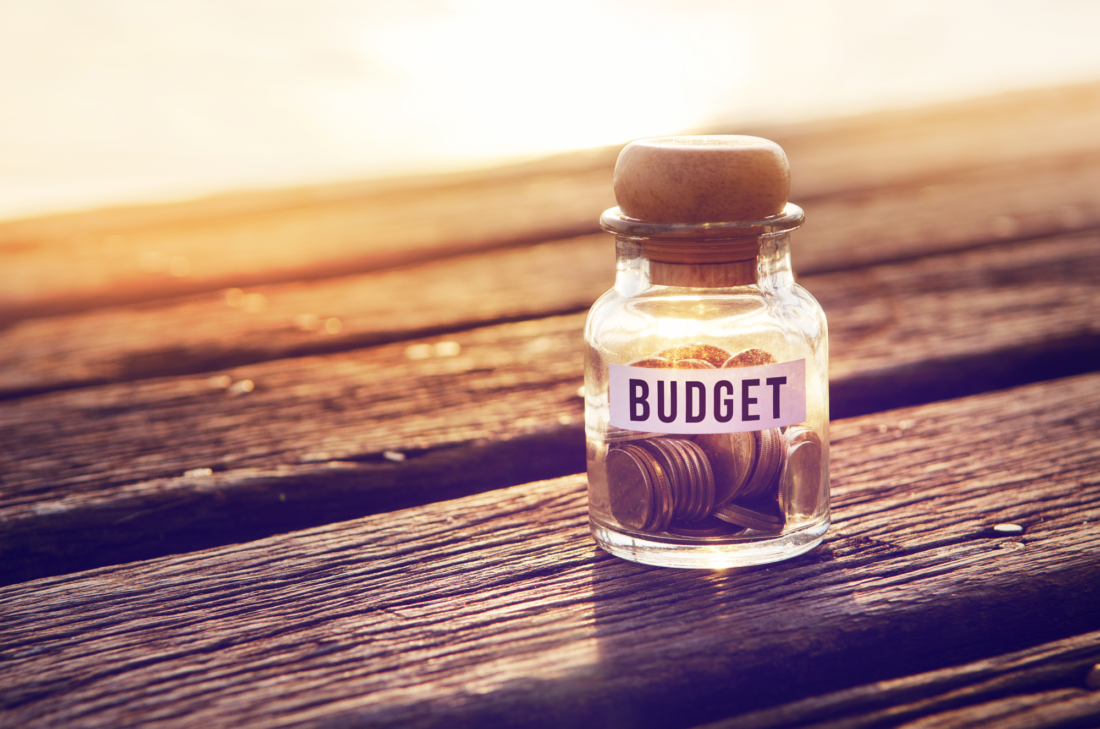 coins in a budget jar